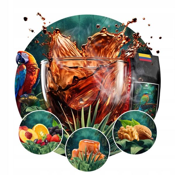 KAWA ZIARNISTA 2x1kg ŚWIEŻO PALONA BRAZIL+KOLUMBIA - 100% ARABICA-BLUE ORCA zdjęcie 13