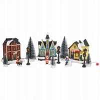 Zestaw figurek i domków bożonarodzeniowych, wioska świąteczna