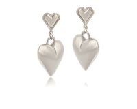 Kolczyki pękate serduszka, wiszące na mniejszych serduszkach (P24/WIO/33AG)