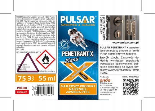 ODRDZEWIACZ WIELOFUNKCYJNY DO ŚRUB RDZY PULSAR PENETRANT X PIANA 55 ml na Arena.pl
