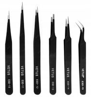 PĘSETA PINCETA PENSETA - ZESTAW PĘSET PRECYZYJNYCH METALOWYCH ESD 6szt