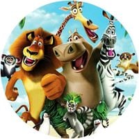 Opłatek na tort Król Lew Madagaskar Pingwiny Żyrafa Zwierzęta Tekst Gratis