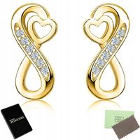 ZŁOTE KOLCZYKI WKRĘTKI NIESKOŃCZONOŚĆ, KOLCZYKI SREBRO PRÓBA 925 SZTYFTY