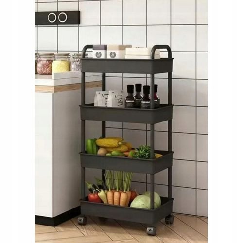 SZAFKA MOBILNA NA KÓŁKACH PÓŁKA REGAŁ 4 POZIOMY BLOKADA KÓŁEK na Arena.pl