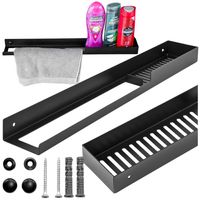 Czarna półka łazienkowa wisząca pod prysznic na ręcznik regał na kosmetyki