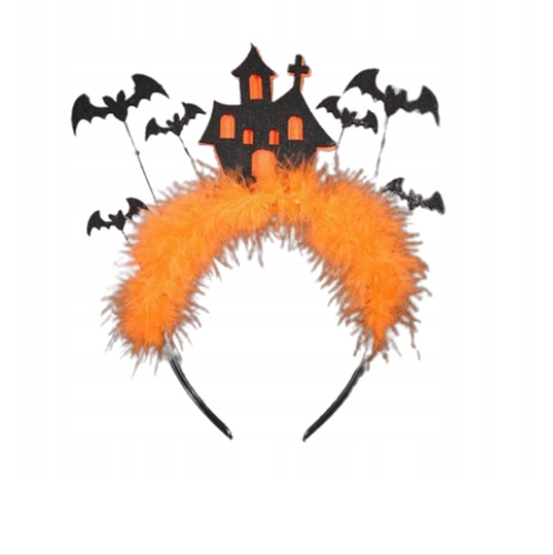 Opaska do Włosów Halloween z Nietoperzami Piórkami i Domem na Arena.pl