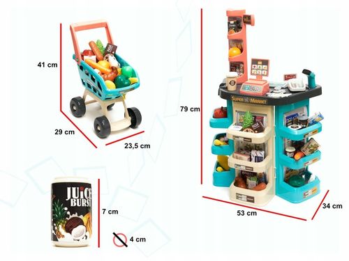 SUPERMARKET SKLEP SPOŻYWCZY Z WYPOSAŻENIEM KASA FISKALNA + WÓZEK MIĘTOWY na Arena.pl