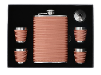 Zestaw Skórzana Mieniąca Piersiówka ok. 270 ml + 4 Kieliszki na Prezent