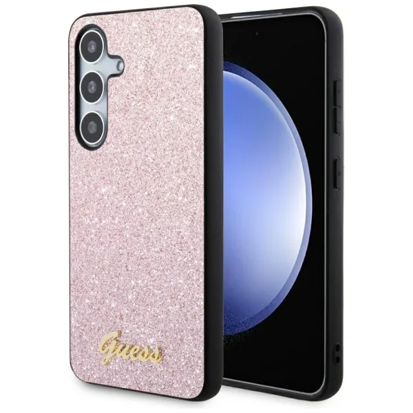 Etui Guess Glitter Script na Samsung Galaxy S24 - różowe zdjęcie 1