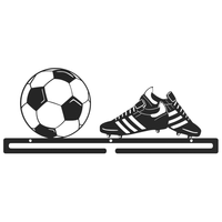 Duży solidny metalowy wieszak na medale PIŁKA NOŻNA PIŁKARZ FOOTBALL czarny