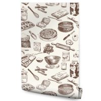 Tapeta Do Kuchni Jadalni Ciasto Słodycze Jedzenie Styl Vintage
