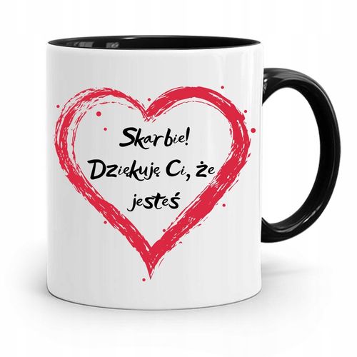 Kubek Czarny Dla Dziewczyny Skarbie Dziękuje Ci Z Nadrukiem Ze Zdjęciem na Arena.pl