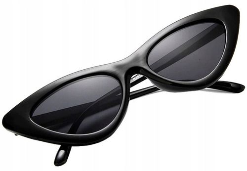 Okulary pilotki KOCIE OKO czarne PROSTOKĄTNE retro Damskie Przeciwsłoneczne na Arena.pl