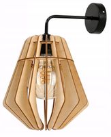 Lampa kinkiet ścienny stały prosty LOFT klosz DIAMENT Drewno na 1x E27