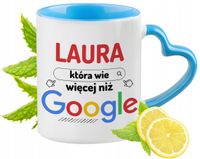 Dla Amelii Kubek Błękitny Z Uszkiem W Kształcie Serca Na Prezent Na Kawę