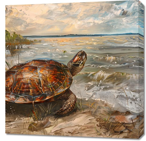 Obraz 70x70cm Nadmorski Żółw zdjęcie 1