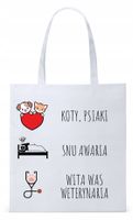 Dla Weterynarza Na Prezent Torba Eco Biała Shopper Z Nadrukiem Ze Zdjęciem