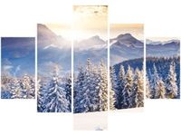 70 100CM OBRAZ 5 ELEM ZIMA GÓRACH DRUK PŁÓTNO