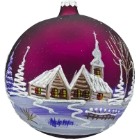 Bombka Duża Zimowa Wioska: fioletowa