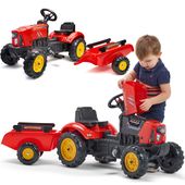 FALK Traktor na Pedały Supercharger z Przyczepą i Otwieraną Maską Czerwony 2-5 lat