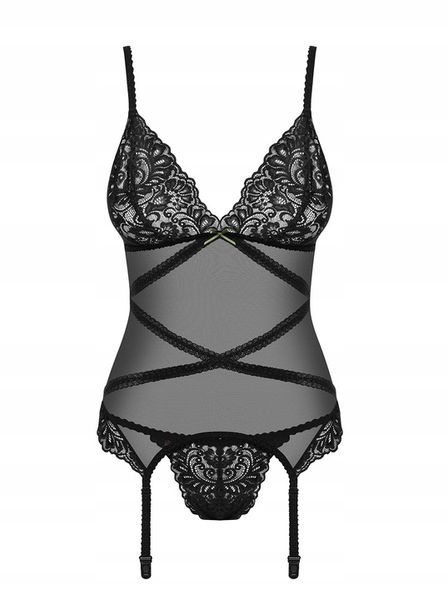 Obsessive Bondea Gorset i Stringi Czarny S/M zdjęcie 6