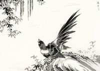 Plakat 70x50cm Magpie, Kashu Japoński Vintage do Salonu