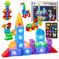 KLOCKI MAGNETYCZNE ŚWIECĄCE KONSTRUKCYJNE Kreatywne Edukacyjne 94 el 3D