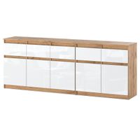 Komoda Do Salonu Best Oleksa 200cm 5 Szuflad Rtv Dąb Wotan Biały Połysk