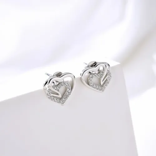 SREBRNE KOLCZYKI 925 WKRĘTKI SERCA DLA KOBIETY, KOLCZYKI SZTYFTY SREBRO 925 na Arena.pl