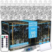 LAMPKI ŚWIĄTECZNE LED DUŻA KURTYNA ŚWIETLNA 3x3m 300Led GĘSTE ŚWIATEŁKA