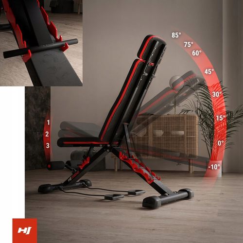 Ławka treningowa z ekspanderami regulowana hopsport 250 kg składana na Arena.pl