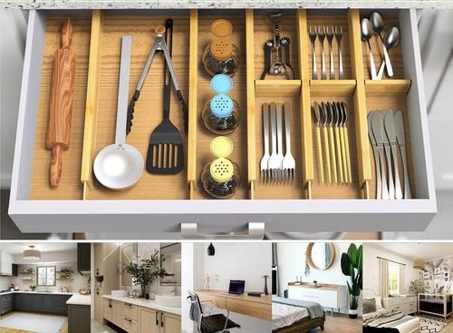 4x BAMBUSOWY ORGANIZER DO SZUFLADY SEPARATOR PRZEGRÓDKA ROZSZERZANY na Arena.pl