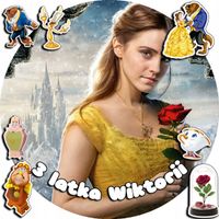 OPŁATEK NA TORT 30CM - PIĘKNA I BESTIA BAJKA + IMIĘ + GRATIS! 24CM 26CM