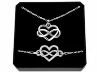 KOMPLET SREBRNY BIŻUTERII SERCE i NIESKOŃCZONOŚĆ