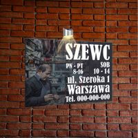 nadruk UV TABLICZKA reklamowa z lampką SZYLD 40x30 dibond SZEWC
