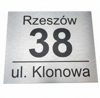 Tabliczka adresowa metalowa dibond srebrny 30x25 cm z nadrukiem uv