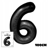 BALON FOLIOWY CYFRĄ CYFERKA 6 CZARNA NA IMPREZE URODZINOWĄ PRZYJĘCIE 100cm