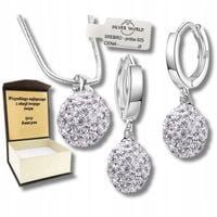 SREBRNY KOMPLET BIŻUTERII 925 NA PREZENT ŚLICZNE CYRKONIE SWAROVSKI +GRAWER