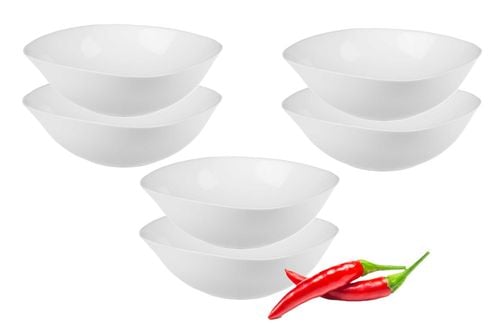 Komplet 6 miseczek 19 cm salaterki białe kwadratowe na zupę sałatki desery na Arena.pl