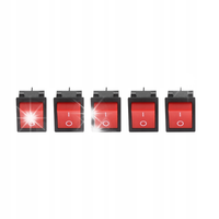 5X PRZEŁĄCZNIK 30A AC120V/AC250V 4-PIN KCD4 PODŚWIETLANY CZERWONY WŁĄCZNIK