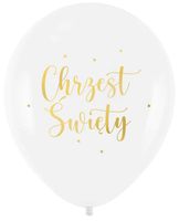 Balony na Chrzest Święty biało-złote 6szt
