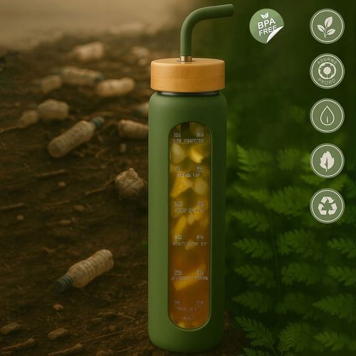 Szklana butelka na wodę z motywacją miarką z 2 słomkami bidon z ustnikiem na Arena.pl