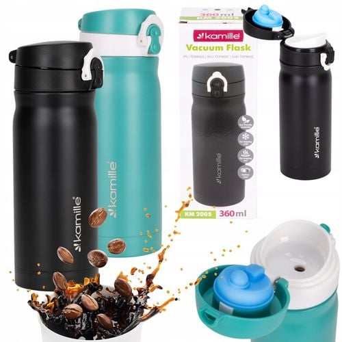 KUBEK TERMICZNY TERMOS STALOWY 100% SZCZELNY pojemny bidon 360 ml KAMILLE na Arena.pl