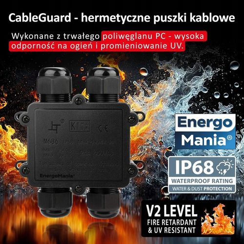 Poczwórna hermetyczna puszka kablowa instalacyjna IP68 CableGuard na Arena.pl
