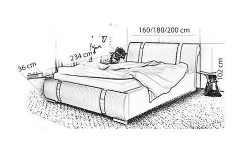 DUŻE ŁÓŻKO 180x200 TAPICEROWANE Z POJEMNIKIEM ŁÓŻKO SYPIALNIANE na Arena.pl