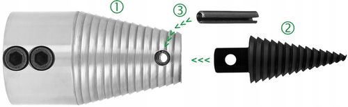 Łuparka do drewna / świder 80 mm / 32 mm / stożek łuparki z końcówką rębak na Arena.pl