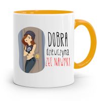 Kubek Żółty Dla Dziewczyny Dobra Dziewczyna Z Nadrukiem Ze Zdjęciem