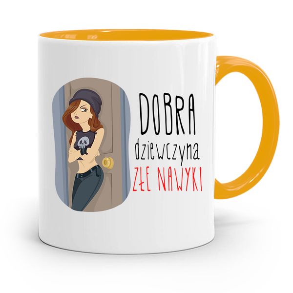 Kubek Żółty Dla Dziewczyny Dobra Dziewczyna Z Nadrukiem Ze Zdjęciem zdjęcie 1
