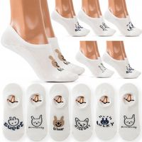 Stopki Damskie Niskie Skarpetki Balerinki białe Urocze Wzory Bawełna JAKOŚĆ