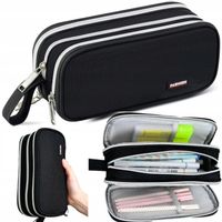 Mocny Piórnik Czarny pojemny i wytrzymały saszetka na kosmetyki